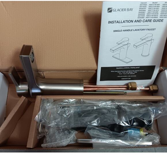 Modern Contemporary Single Hole & Handle Low-Arc Bathroom Faucet, Brushed Nickel - Picture 9 of 12